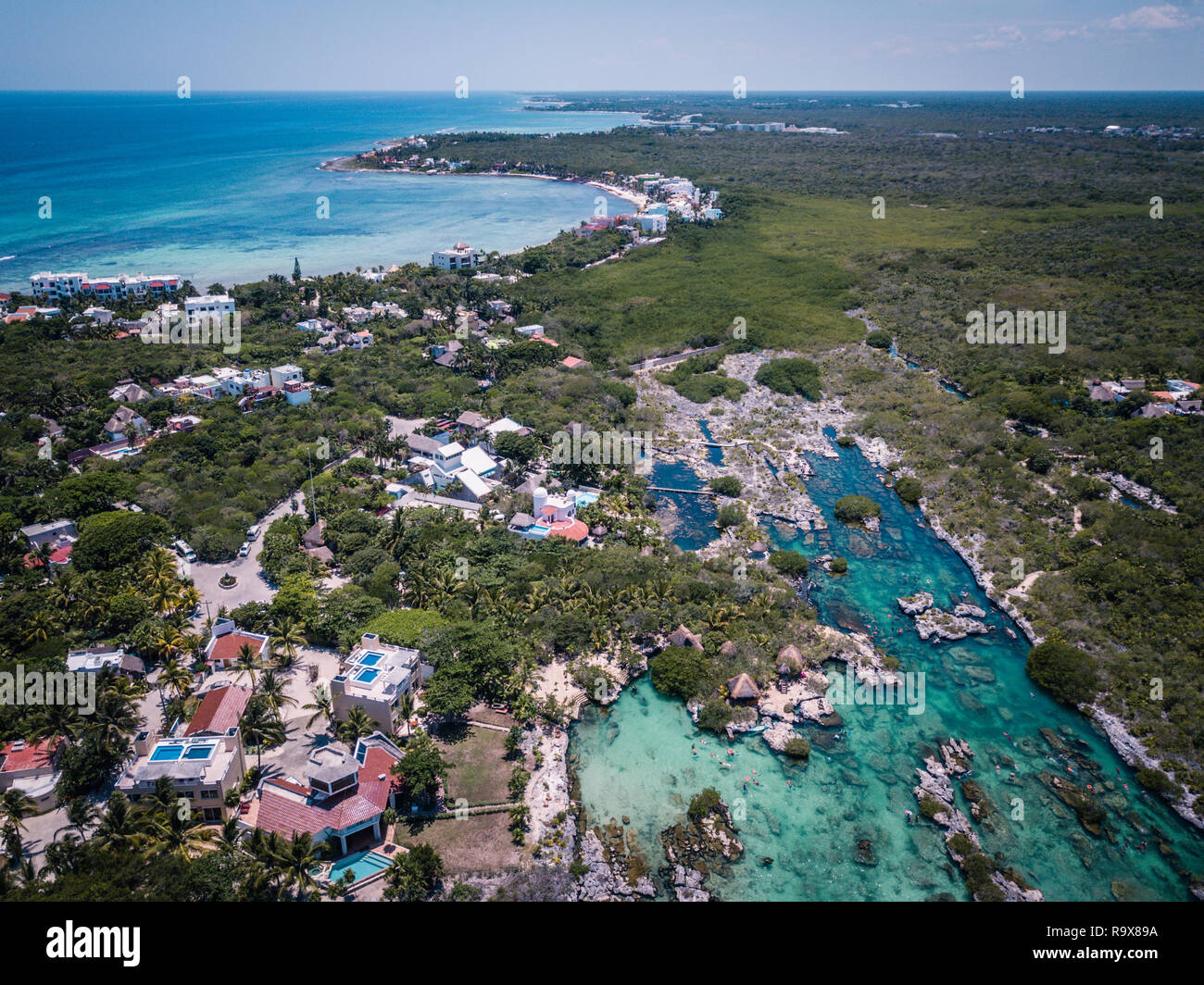 Mexico Yal Ku Lagoon Drone Photo Stock Photo