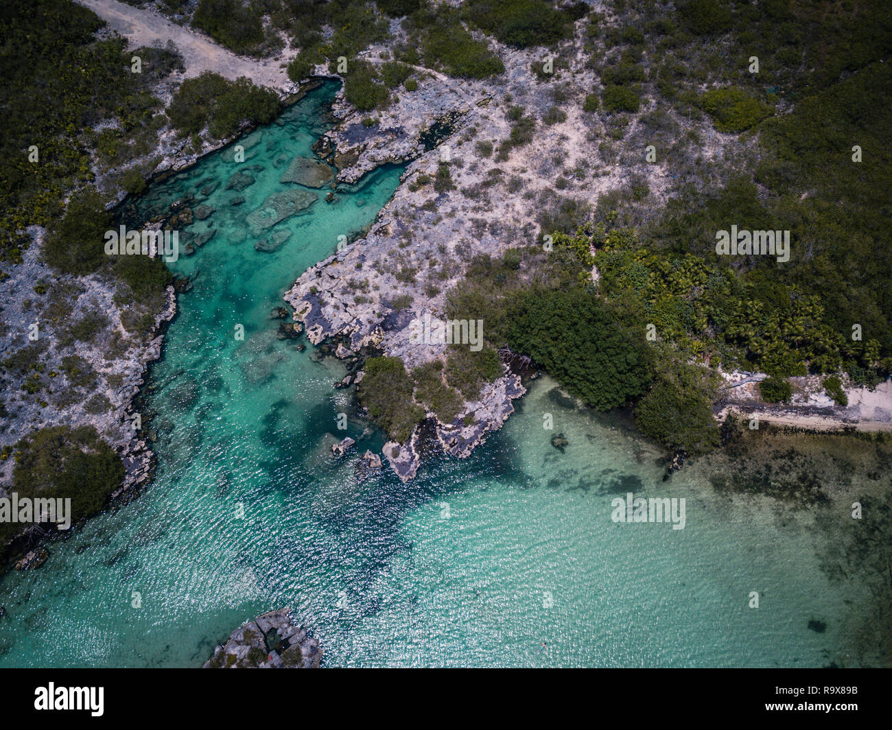 Mexico Yal Ku Lagoon Drone Photo Stock Photo