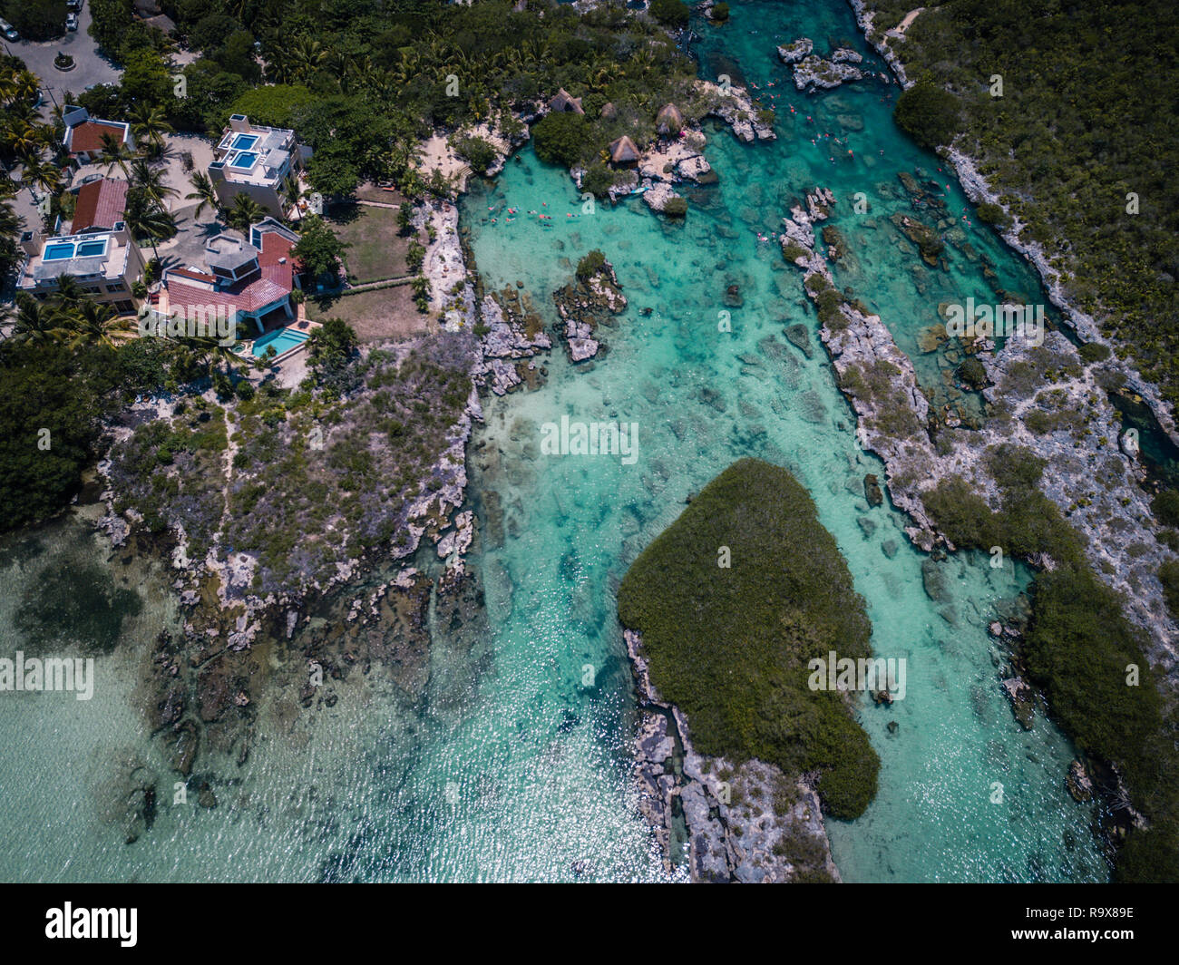 Mexico Yal Ku Lagoon Drone Photo Stock Photo