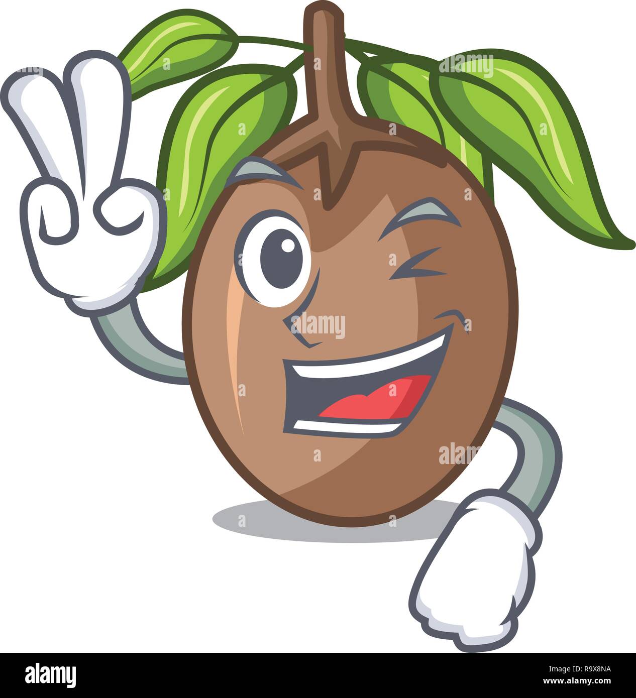 Two finger sapodilla fruit isolated on the mascot Stock Vector