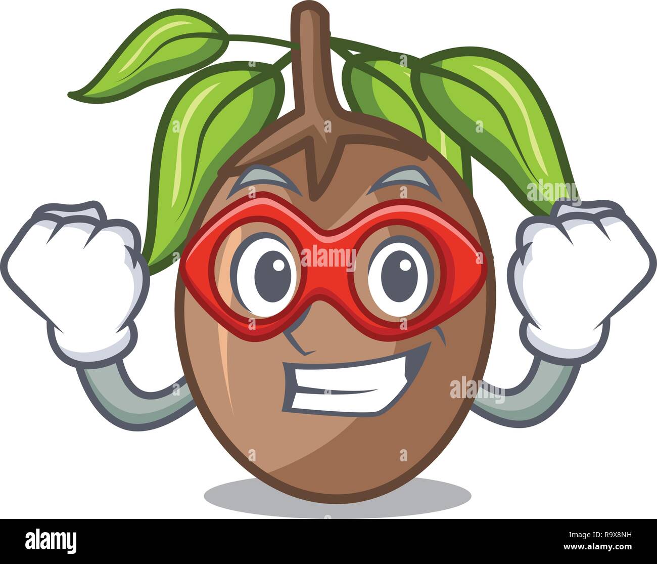 Super hero sapodilla fruit isolated on the mascot Stock Vector