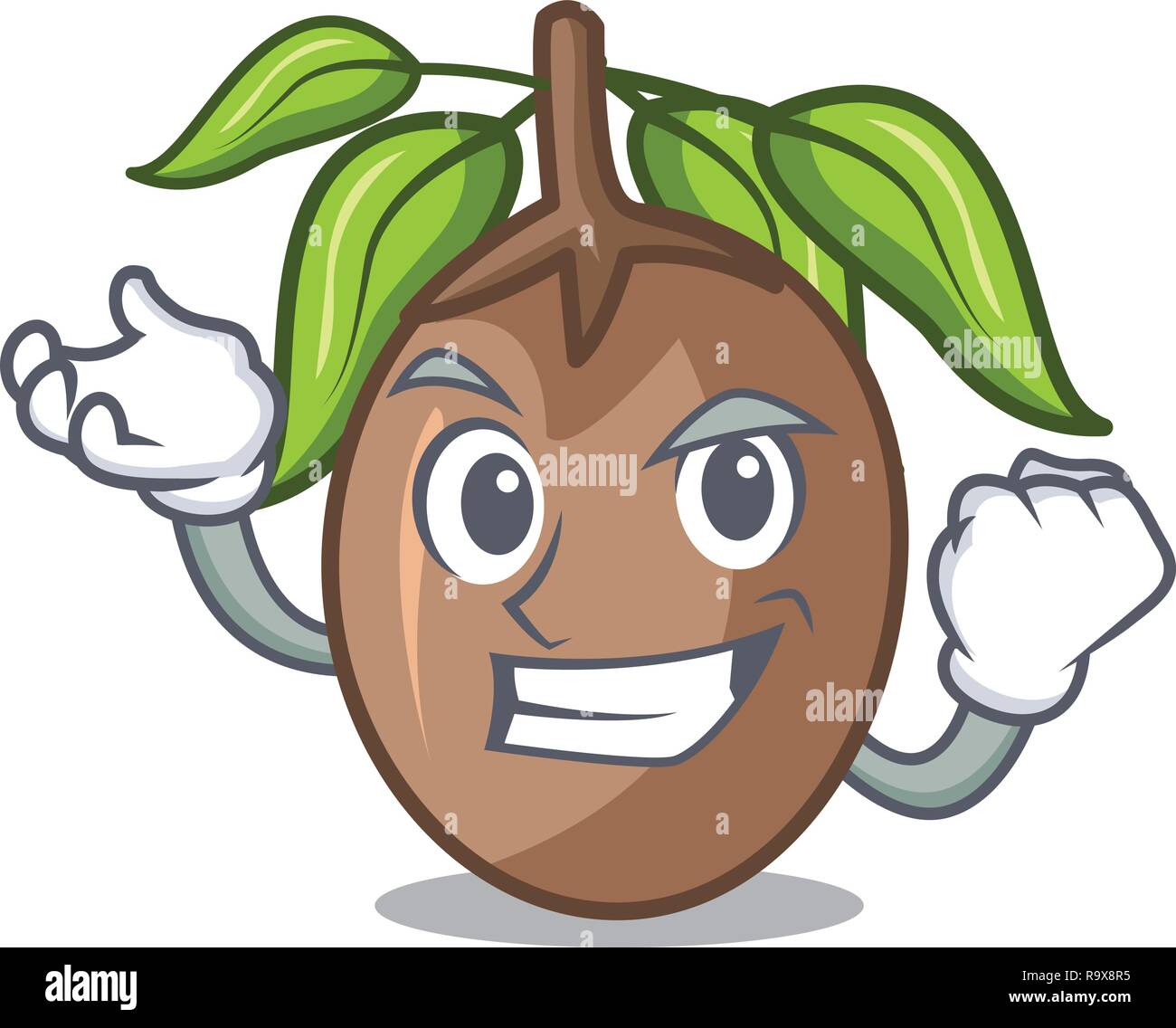 Successful sapodilla fruit isolated on the mascot Stock Vector