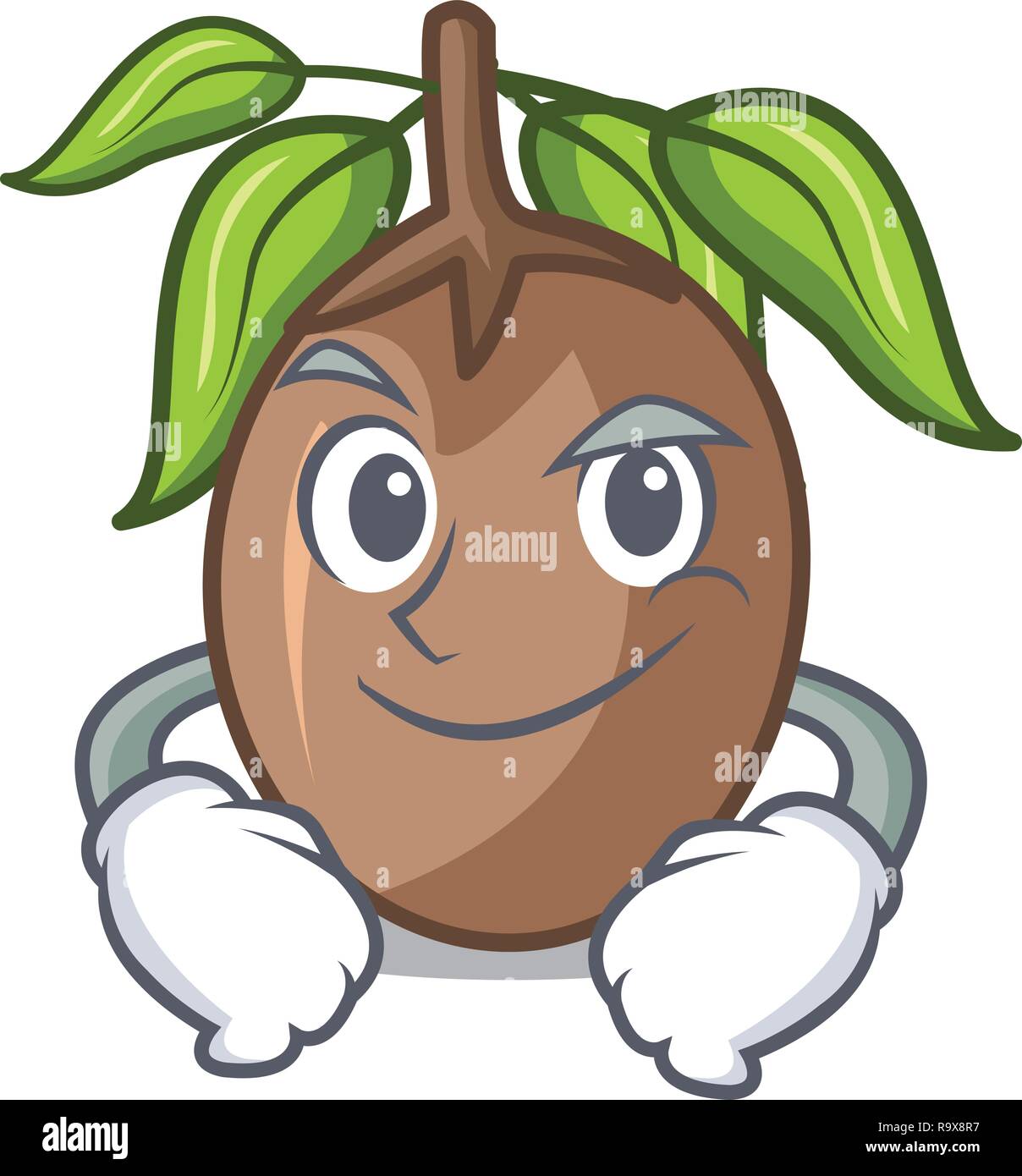 Smirking sapodilla fruit isolated on the mascot Stock Vector