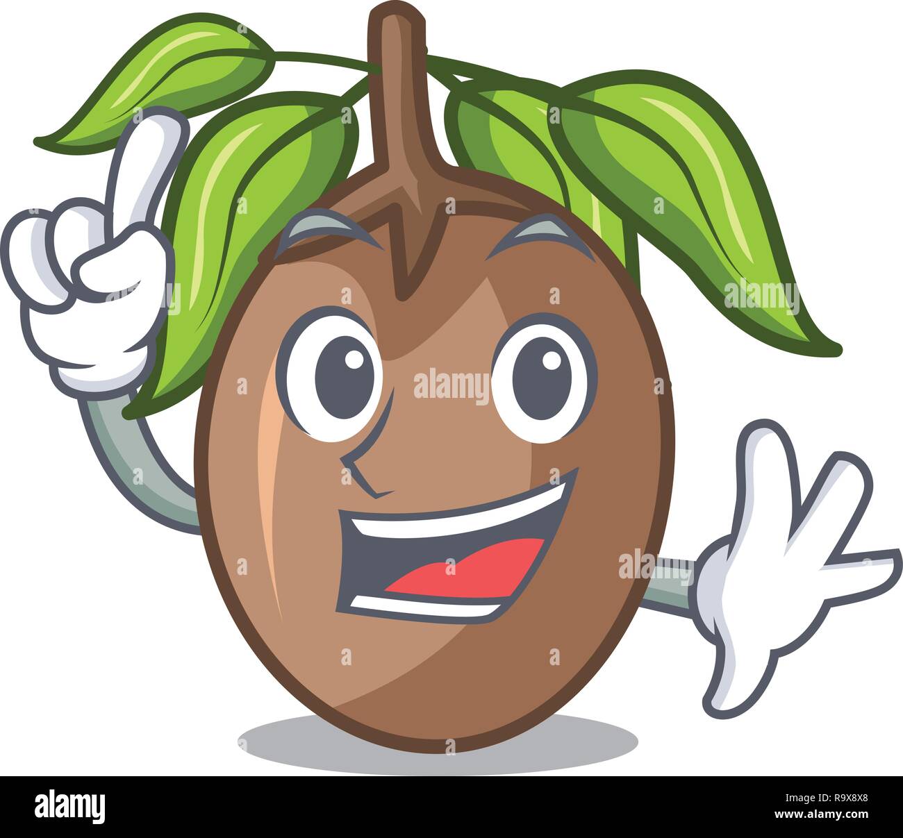 Finger slice sapodilla fruit on shape cartoon Stock Vector