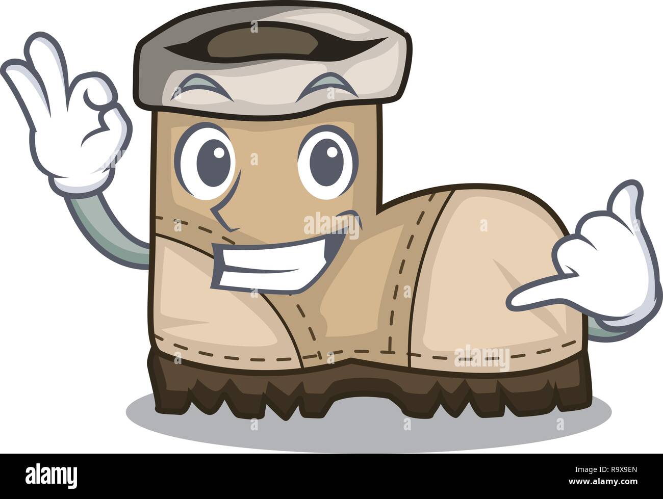 Call me pair working boots in shape cartoon Stock Vector Image & Art ...