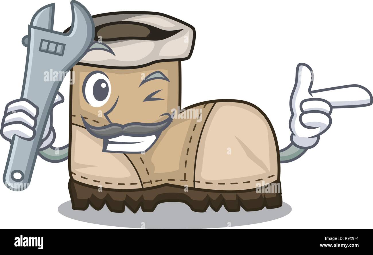 Mechanic pair working boots in shape cartoon Stock Vector Image & Art ...