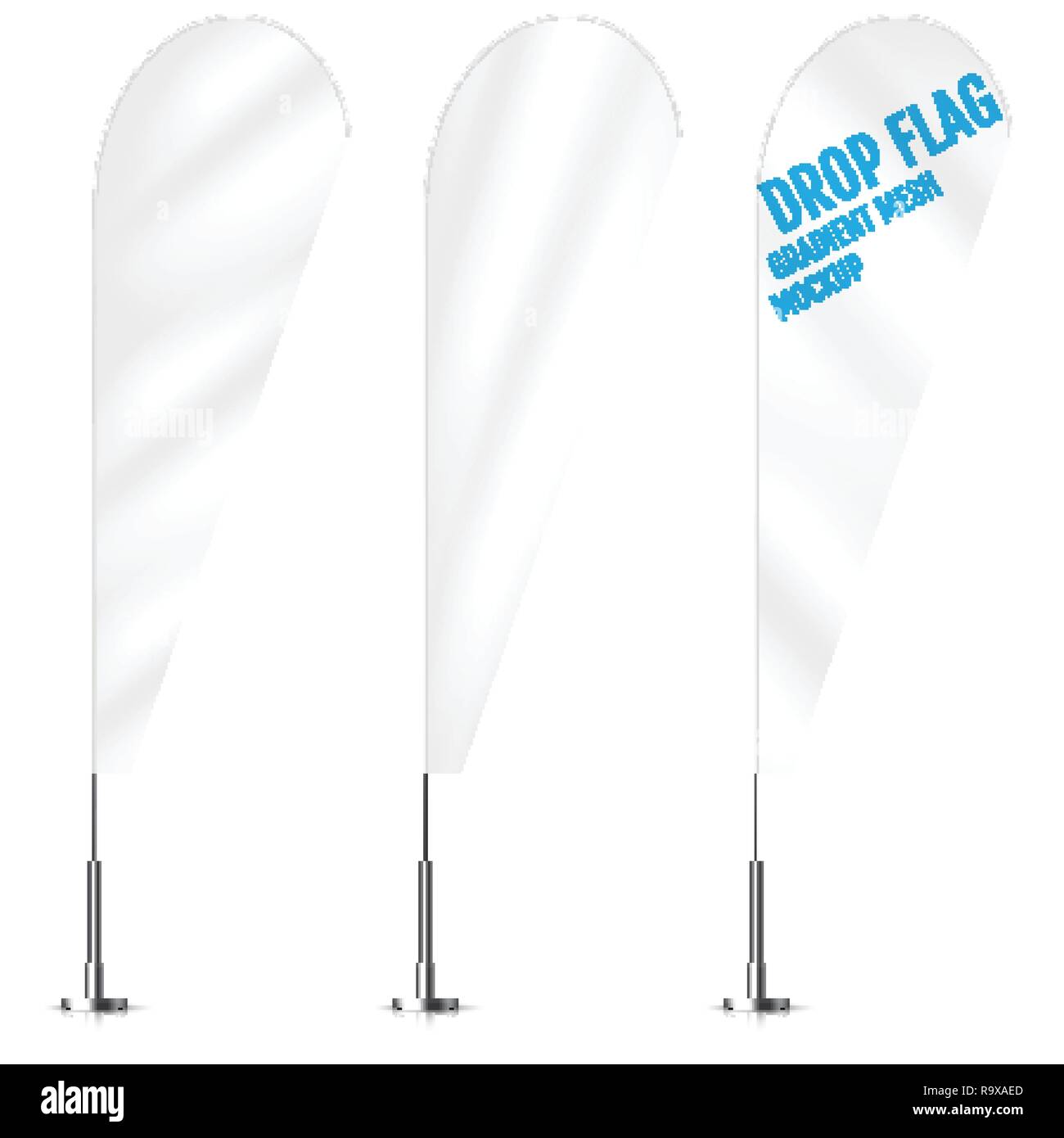 White Textile Drop Banner Flags Banner Flag Mockups Set Drop