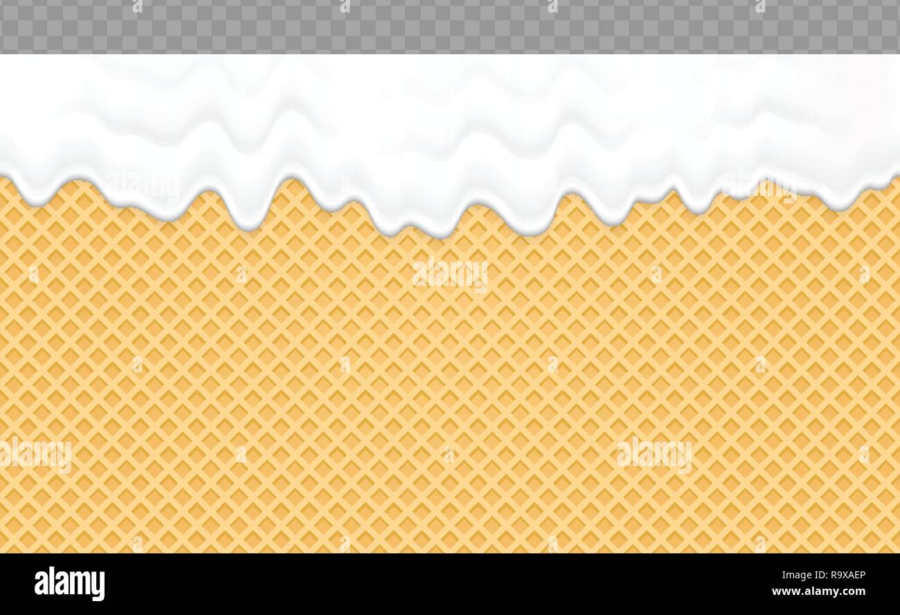 Whipped Cream Melted On Wafer Background Cream Flow Soft Seamless