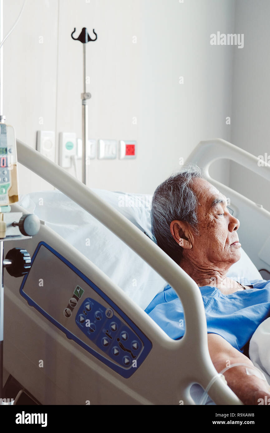 Elderly patients in hospital bed Stock Photo Alamy