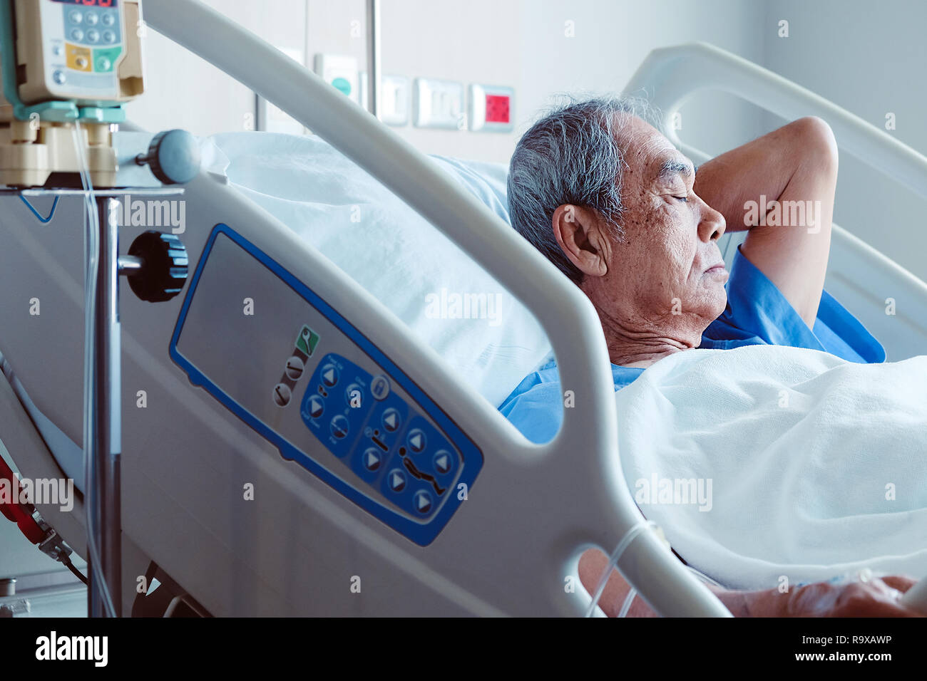 Elderly patients in hospital bed Stock Photo Alamy