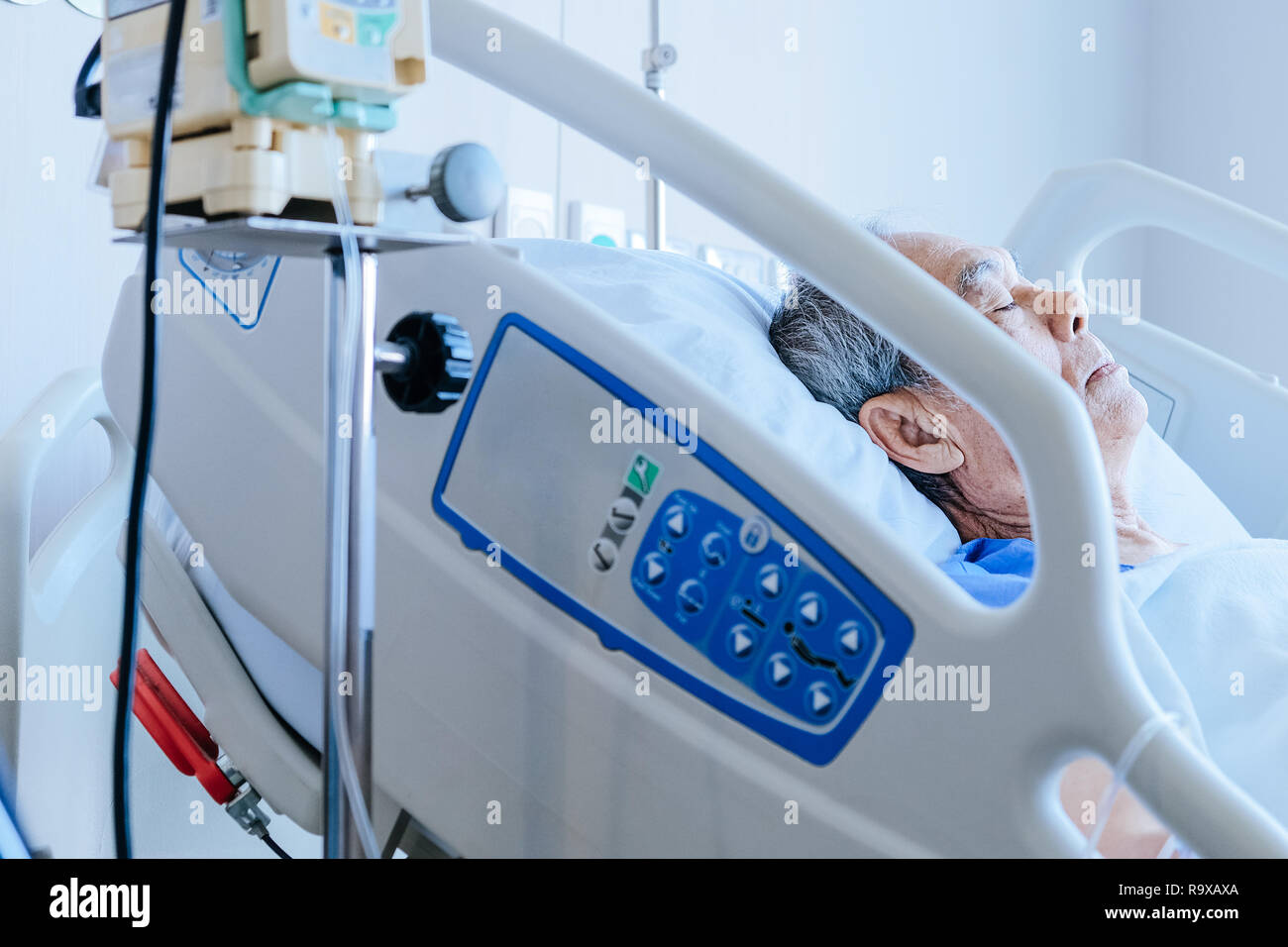 Elderly patients in hospital bed Stock Photo Alamy