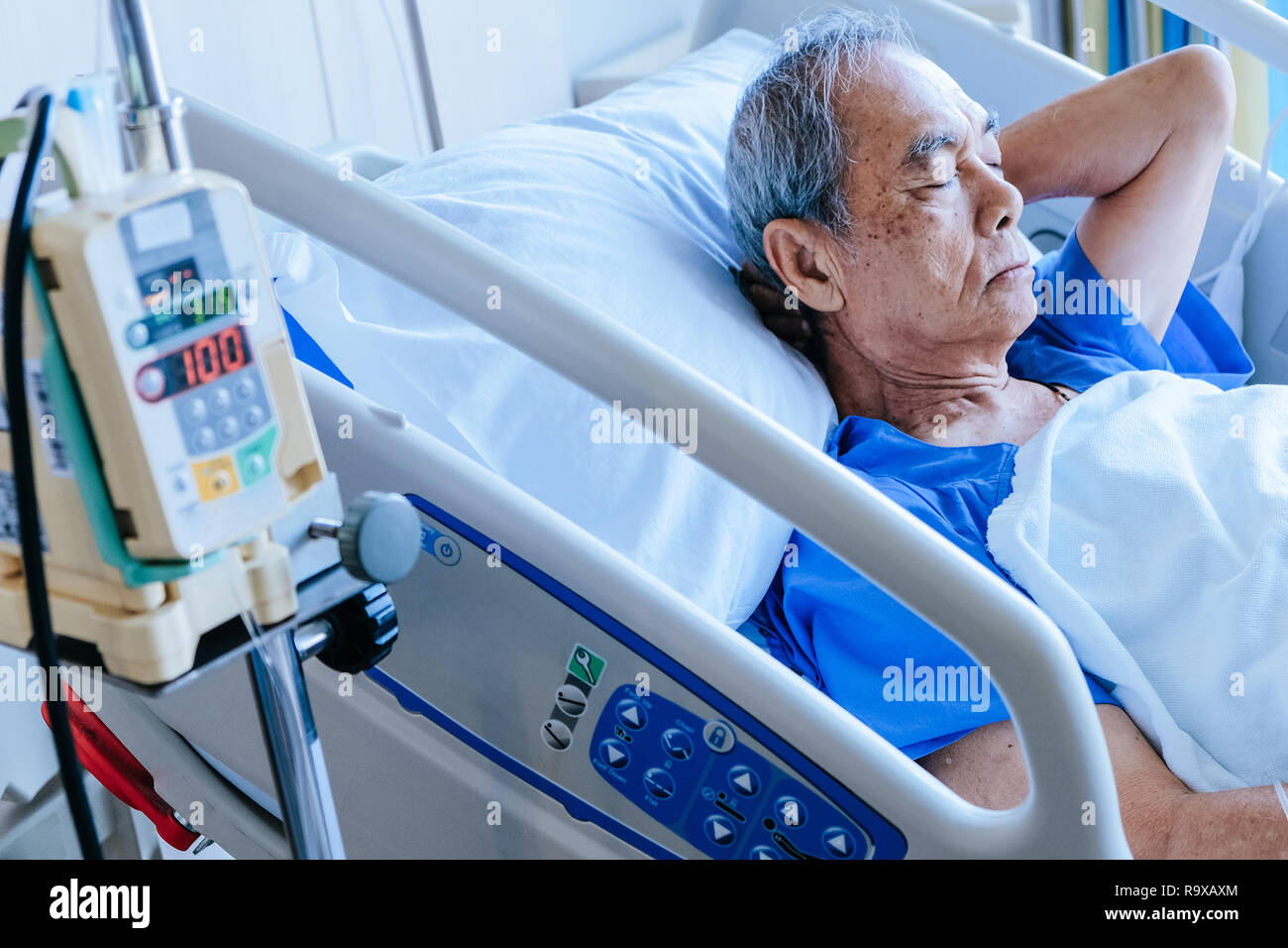 Elderly patients in hospital bed Stock Photo Alamy