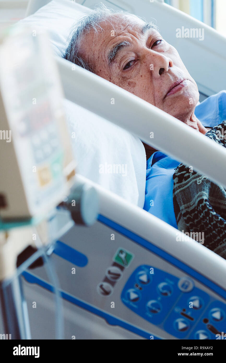 Elderly patients in hospital bed Stock Photo Alamy