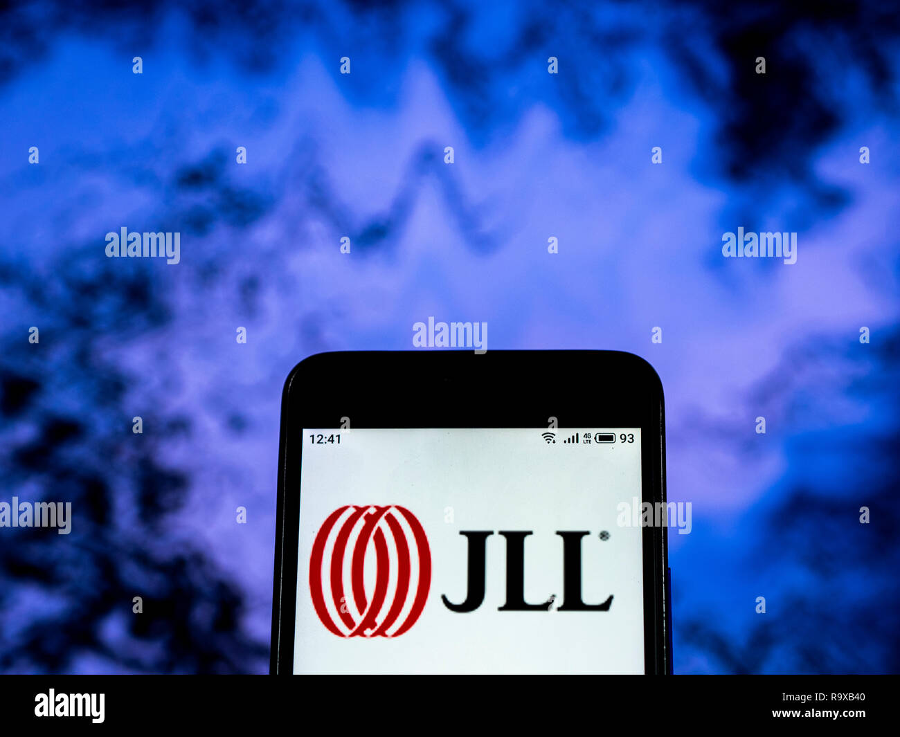Jones Lang LaSalle Incorporated Investment management company logo seen displayed on smart phone Stock Photo