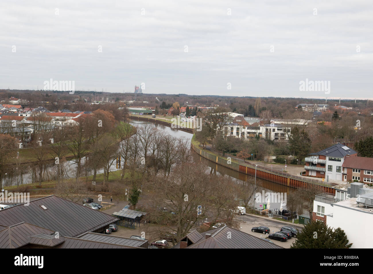 view from above of a ferris wheal at the christmas market in meppen emsland germany Stock Photo