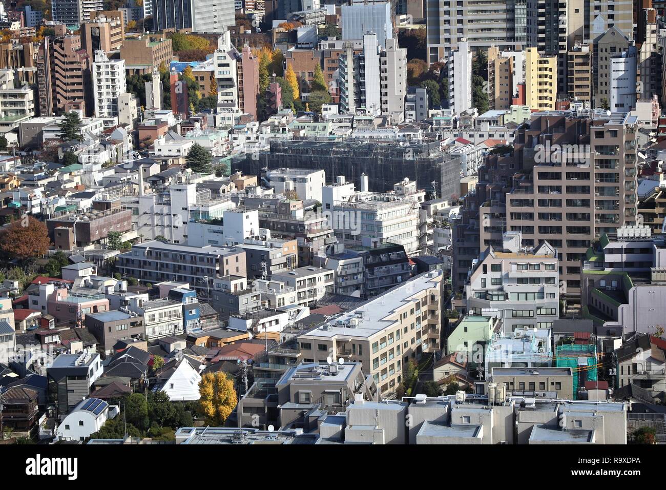 Tokyo, Japan - aerial view of Bunkyo district. Stock Photo