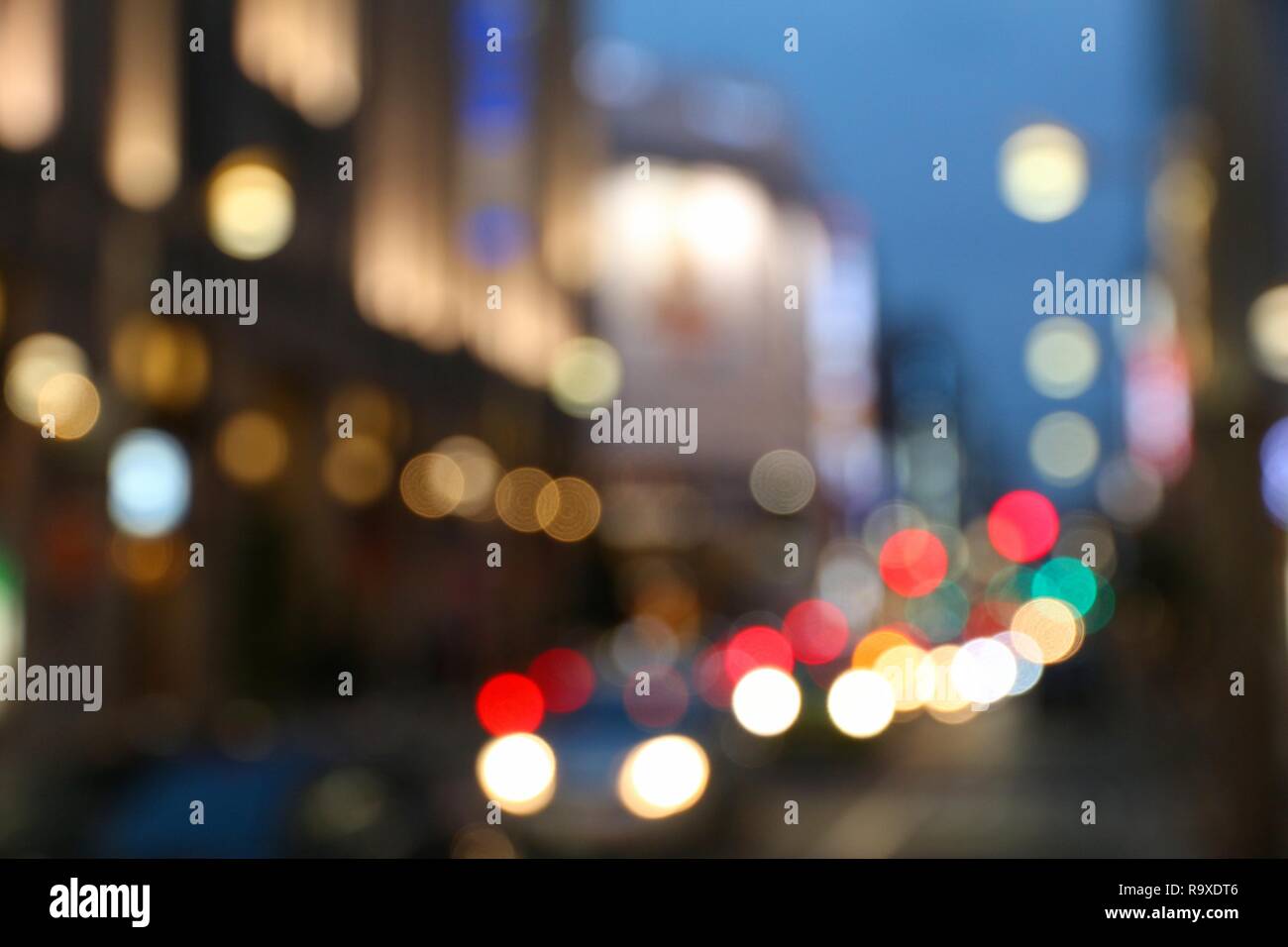 Big city lights - defocused Tokyo, Japan. Blurred night neons. Stock Photo