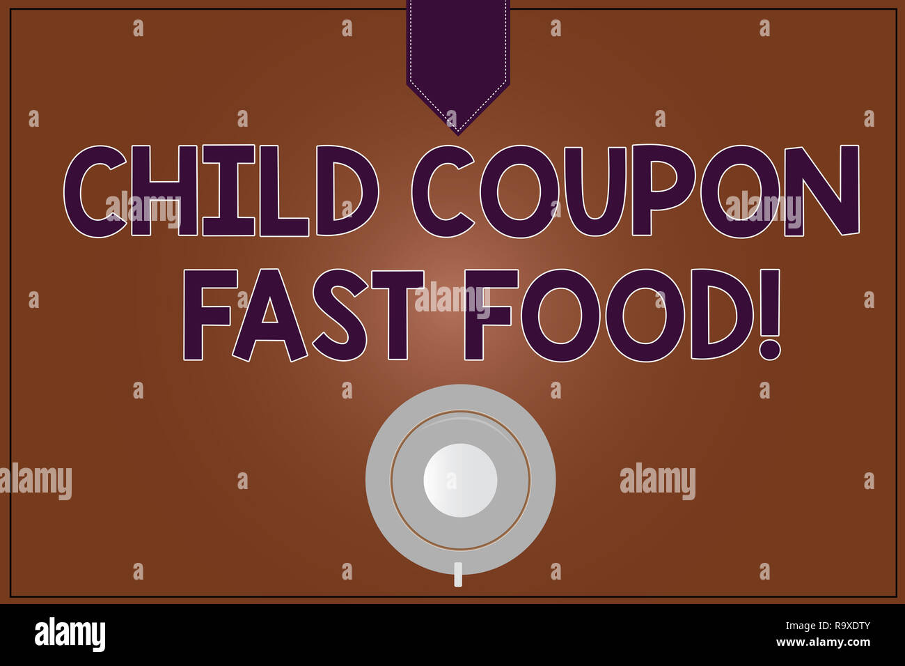 Conceptual hand writing showing Child Coupon Fast Food. Business photo showcasing Ticket discount savings junk meals for kids Coffee Cup Top View Refl Stock Photo