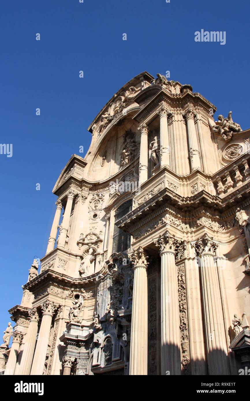 Murcia Cathedral, Spain. The church features gothic, baroque and renaissance architecture styles. Stock Photo