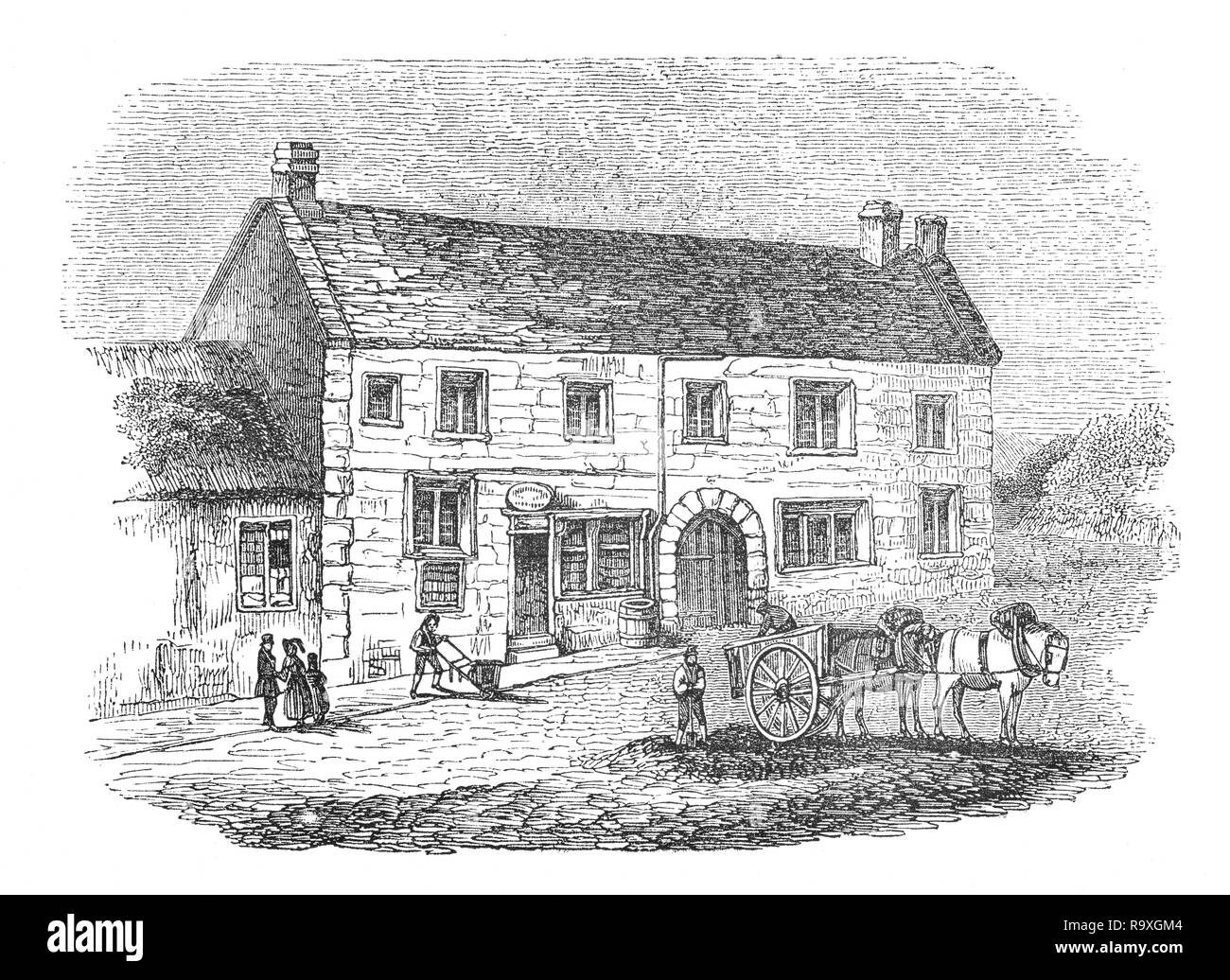 The inn at Charmouth in Dorset, England, now known as Abbots House, gave shelter to the disguised, fugitive King Charles II on 22 September 1651, when he came  looking for a boat to take him to France following defeat at the Battle of Worcester. A small trading ship bound for St Malo was found, and the master, Stephen Limbry, agreed to pick up the King from Charmouth beach and transport him to the ship, but just two hours before the pick up Limbry told his wife, who locked him in his room and stole his clothes to ensure he would not become involved. The following day Charles left Charmouth. Stock Photo