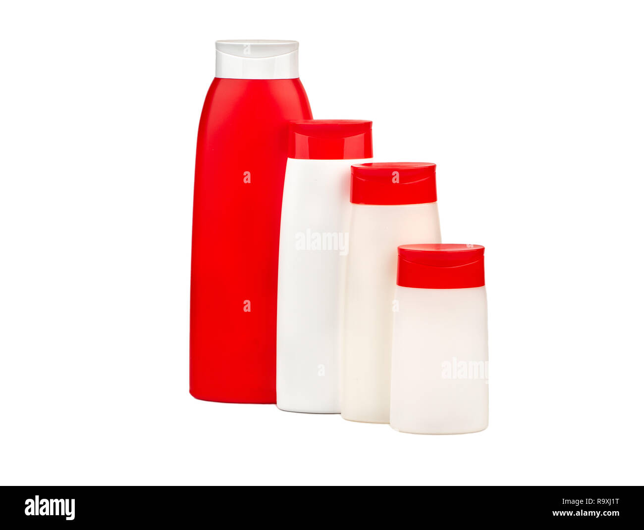 Set of plastic shampoo bottles on white background Stock Photo Alamy