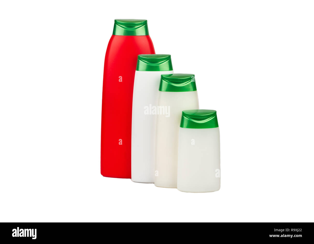 Set of plastic shampoo bottles on white background Stock Photo Alamy