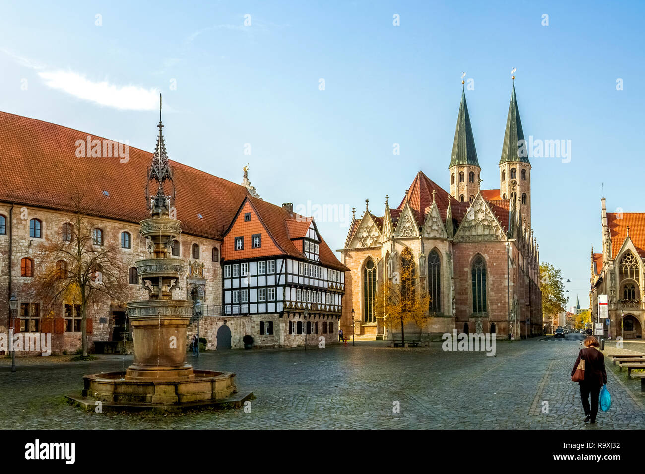 Braunschweig, Church and Market, Germany Stock Photo