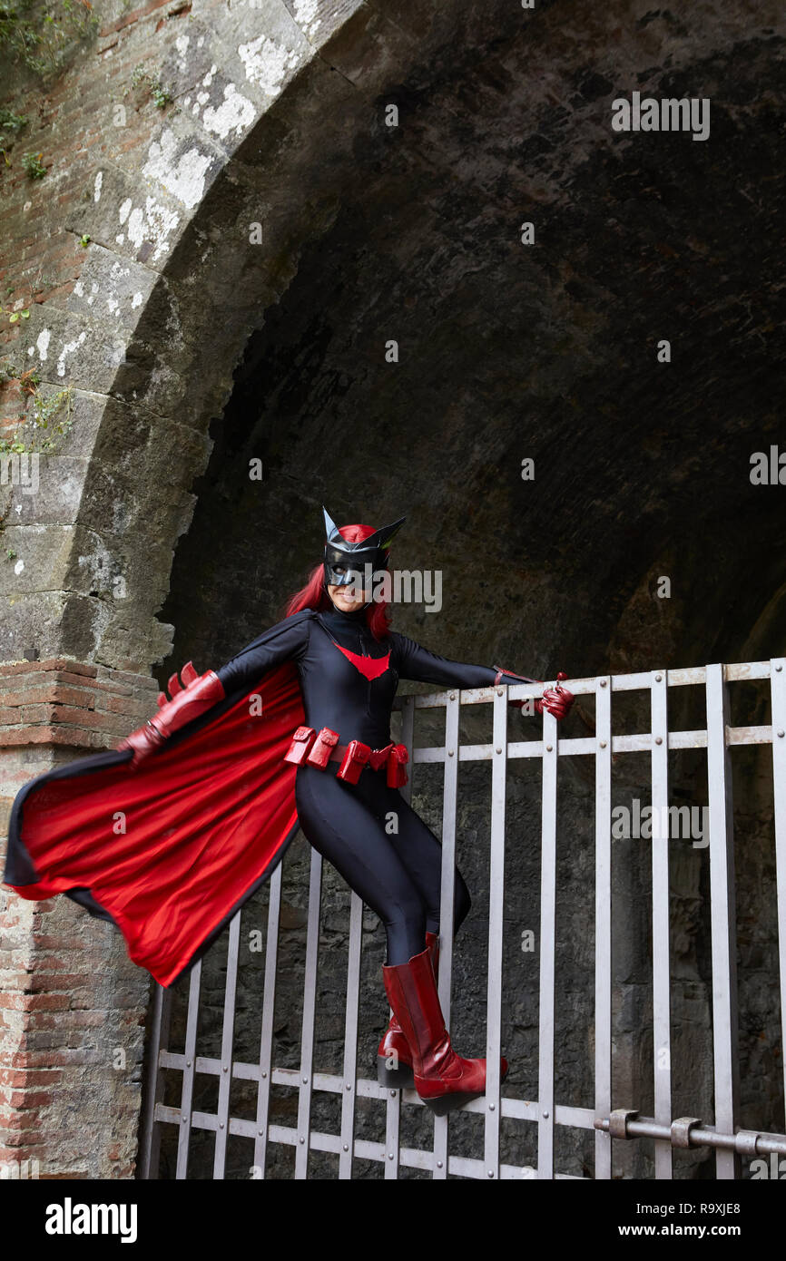 Batwoman Cosplayer at Lucca Comics 2018, Italy Stock Photo