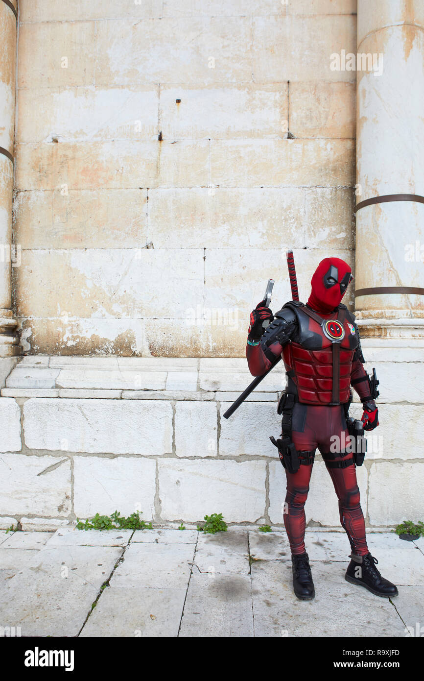 Deadpool Cosplay at Lucca Comics 2018, Italy Stock Photo