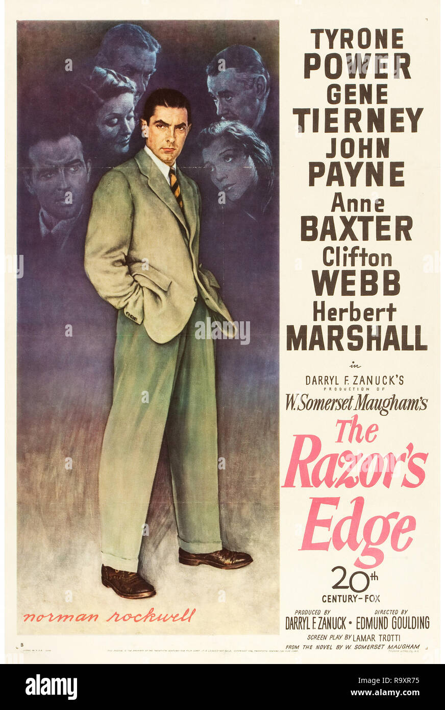 The Razor's Edge (20th Century Fox, 1946) Poster  Tyrone Power, Gene Tierney  File Reference # 33635 975THA Stock Photo