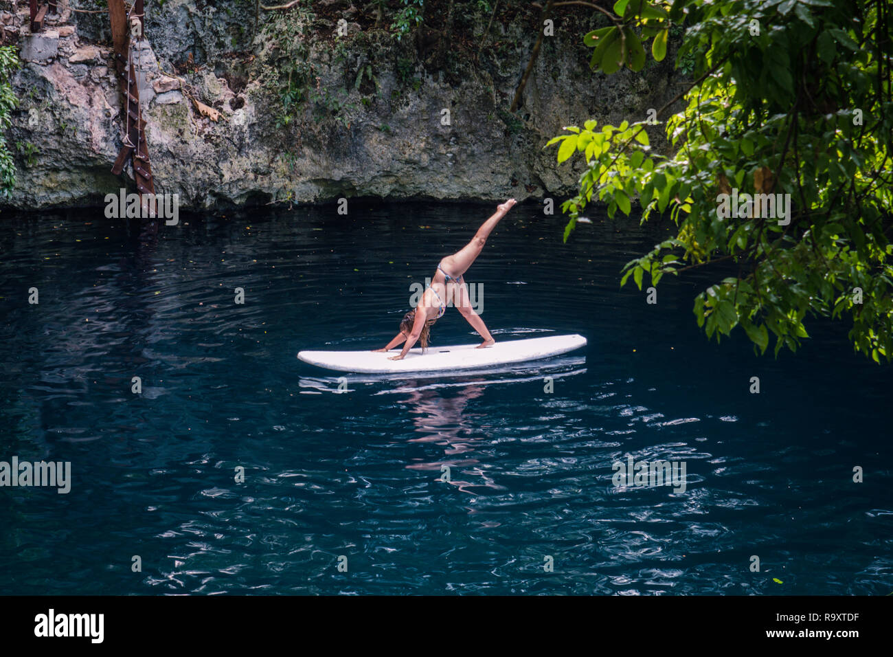 Cenote Cerde Lucero, Puerto Morelos, Mexico Stock Photo