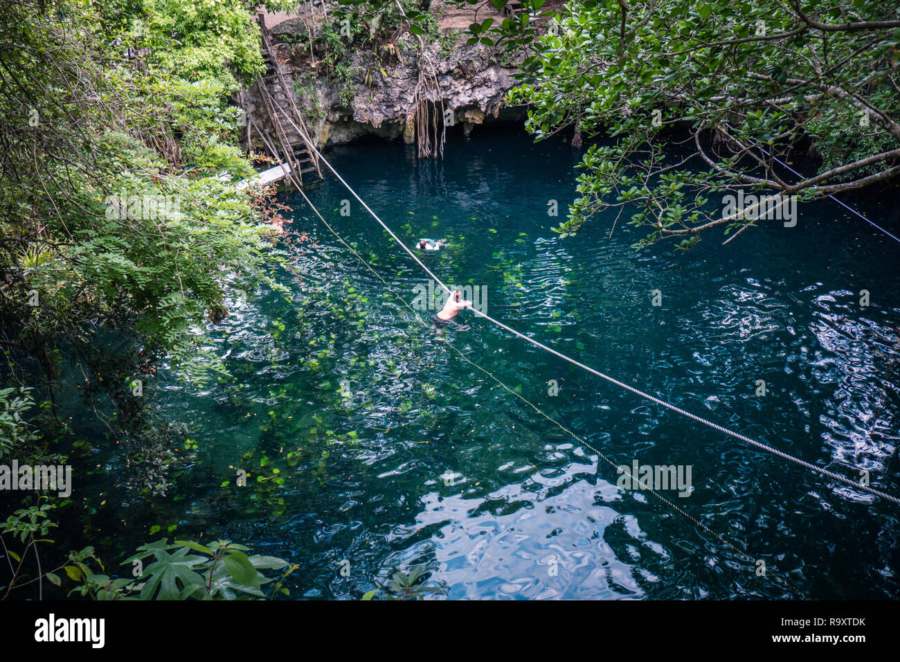 Cenote Cerde Lucero, Puerto Morelos, Mexico Stock Photo