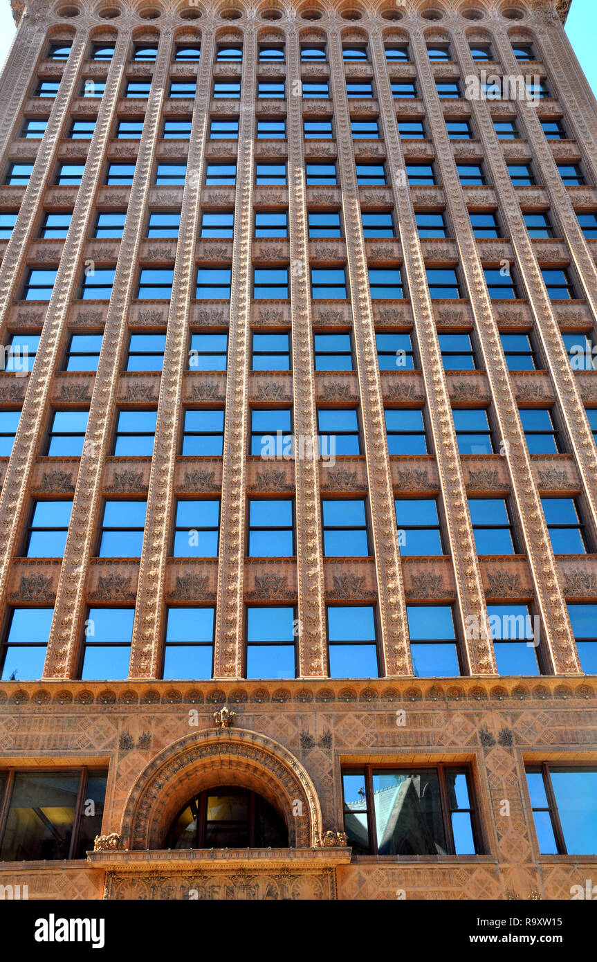 Vertical View of Guaranty Trust Building by Louis Sullivan and Dankmar Adler, Downtown Buffalo, NY Stock Photo