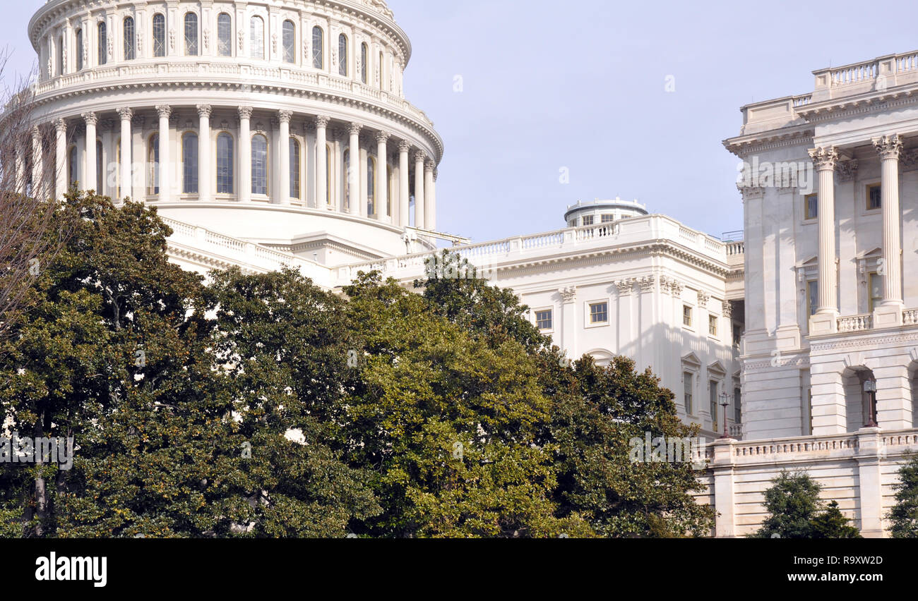 View of US Capitol Dome and US Senate, Washington DC Stock Photo
