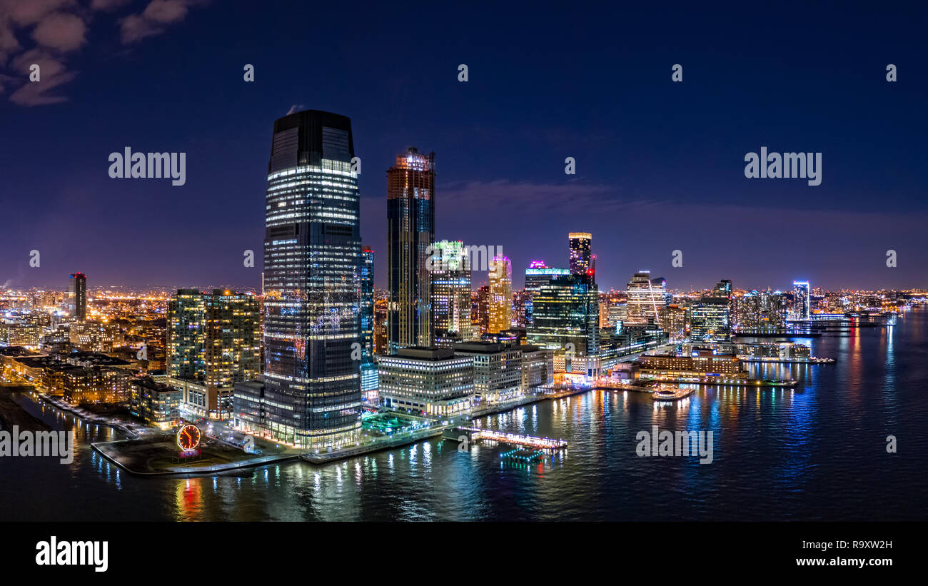 Aerial panorama of Jersey City Stock Photo