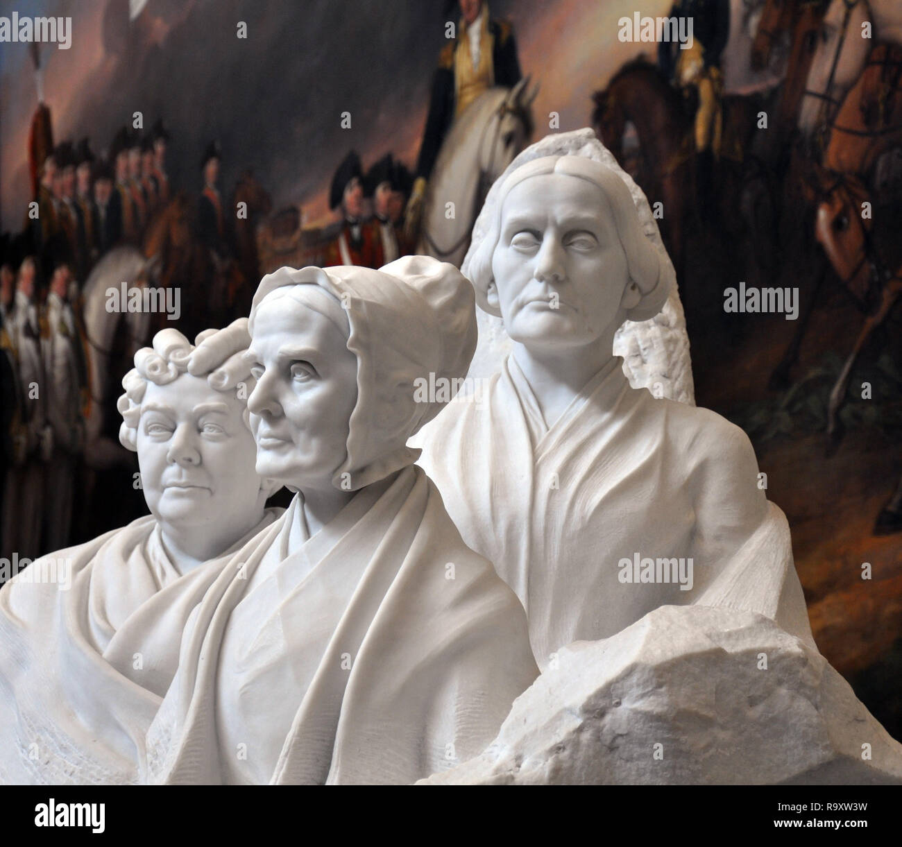 Statue of the Suffragettes Elizabeth Stanton, Susan B. Anthony and Lucretia Mott by Adelaide Johnson in the US Capitol Rotunda in Washington DC Stock Photo