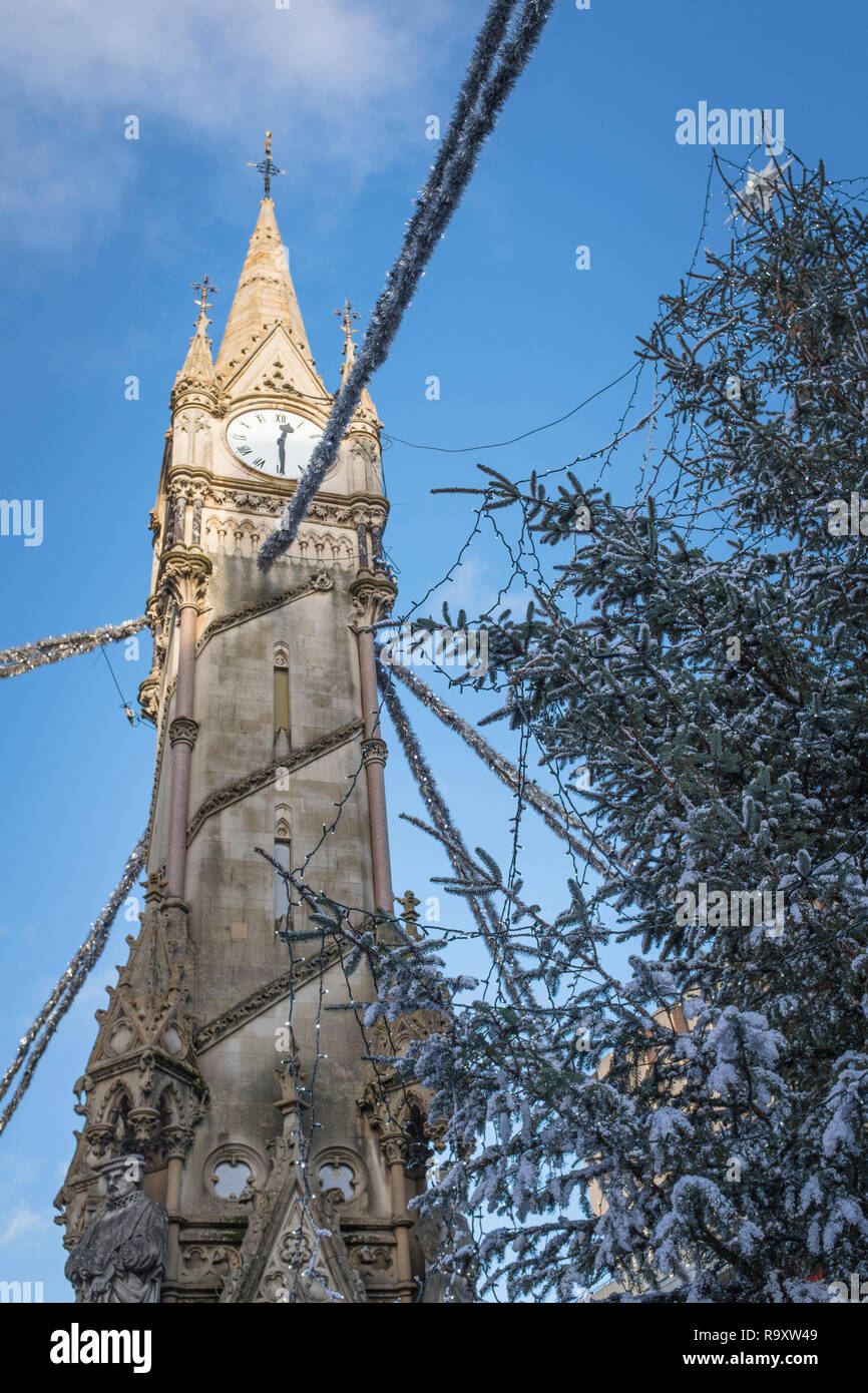 Leicester clock tower at Christmas. Stock Photo