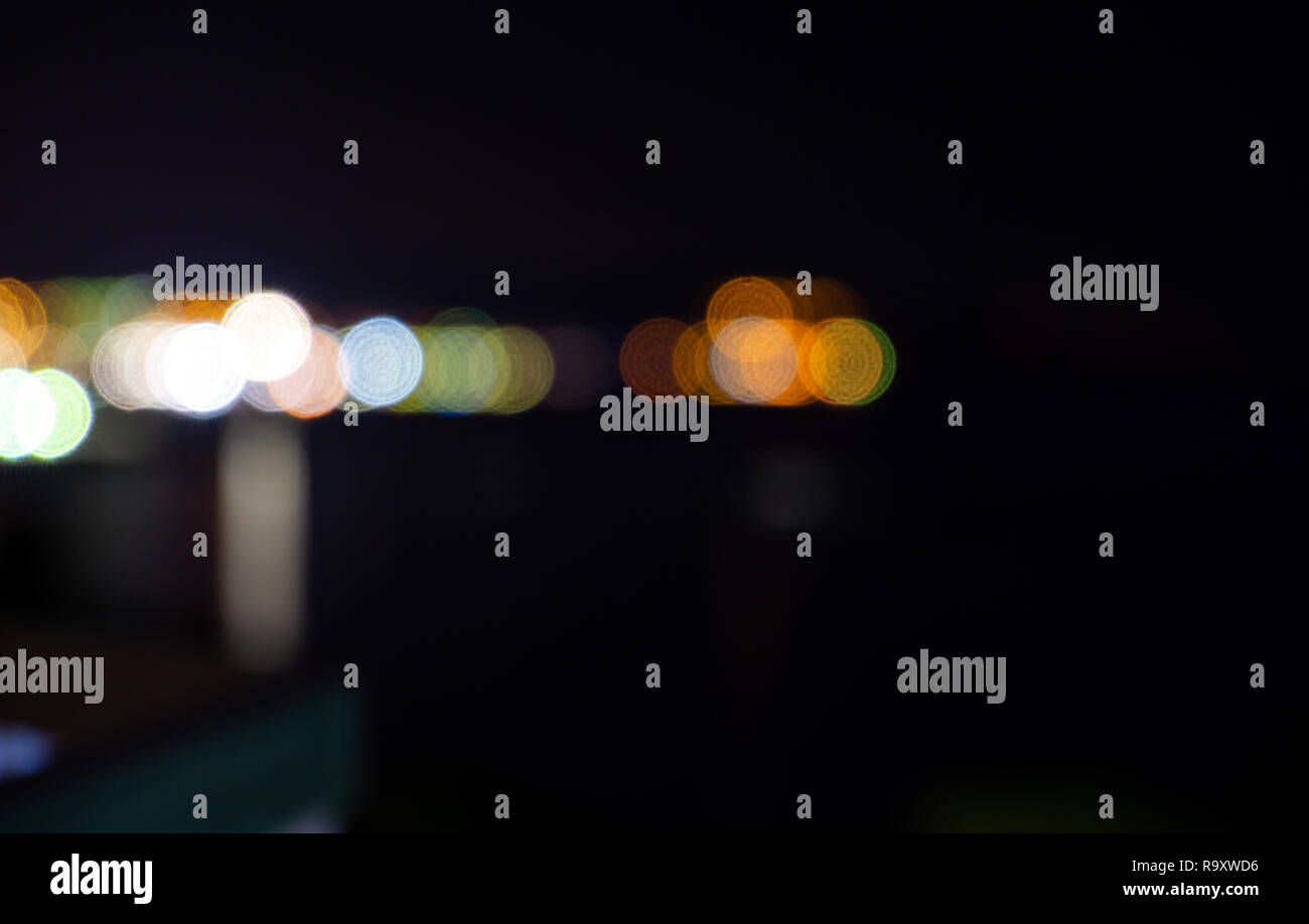 Aligned Colorful Defocused Lights Blurred For Editing With A Black Background Stock Photo Alamy