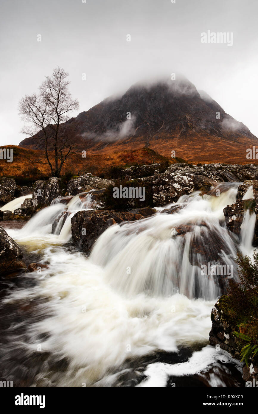 Photograph by © Jamie Callister. Glen Etive Waterfall, Glencoe, North West Scotland, 29th of November, 2018. [None Exclusive] [Total  Pictures] Tel: 0 Stock Photo