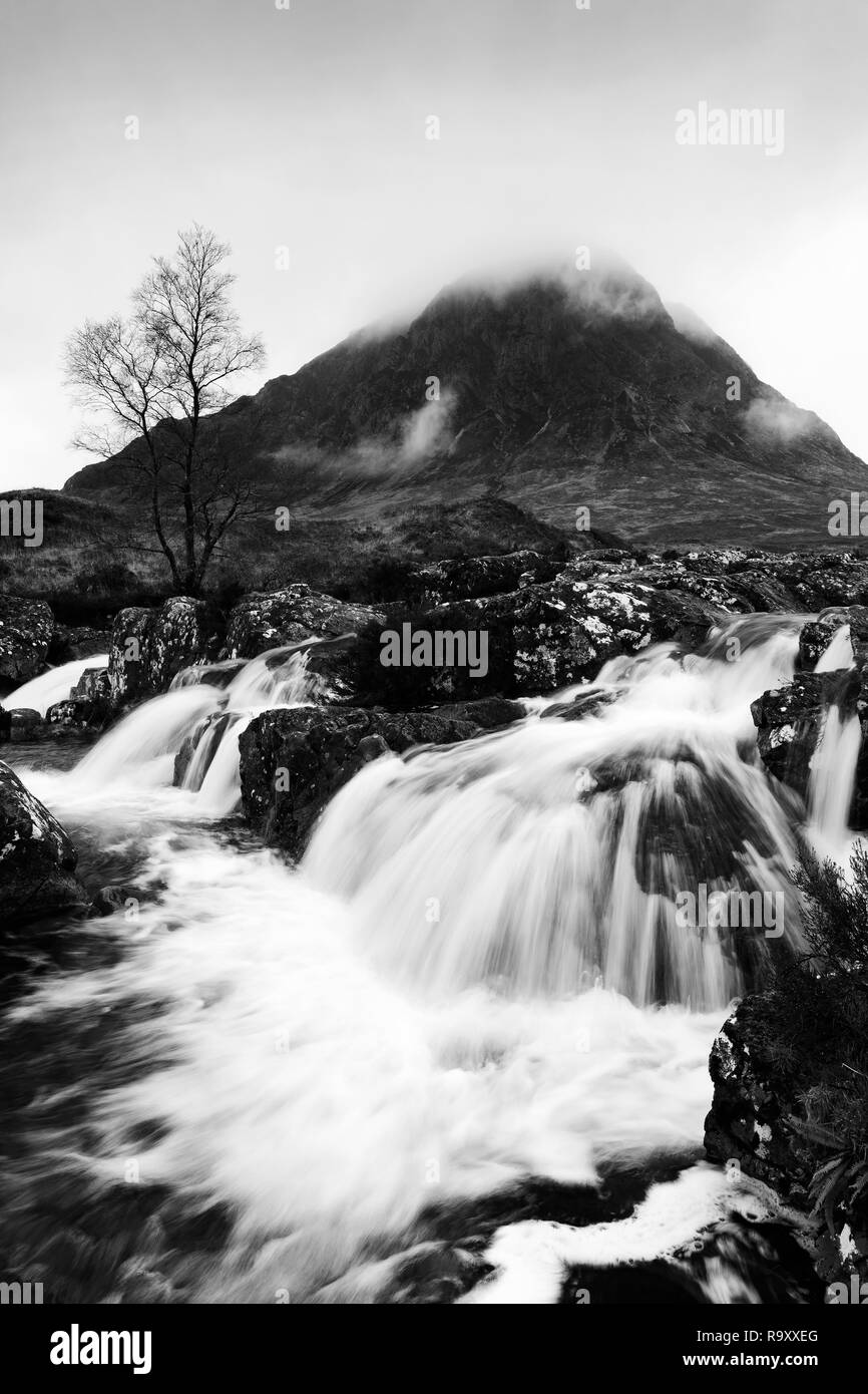 Photograph by © Jamie Callister. Glen Etive Waterfall, Glencoe, North West Scotland, 29th of November, 2018. [None Exclusive] [Total  Pictures] Tel: 0 Stock Photo