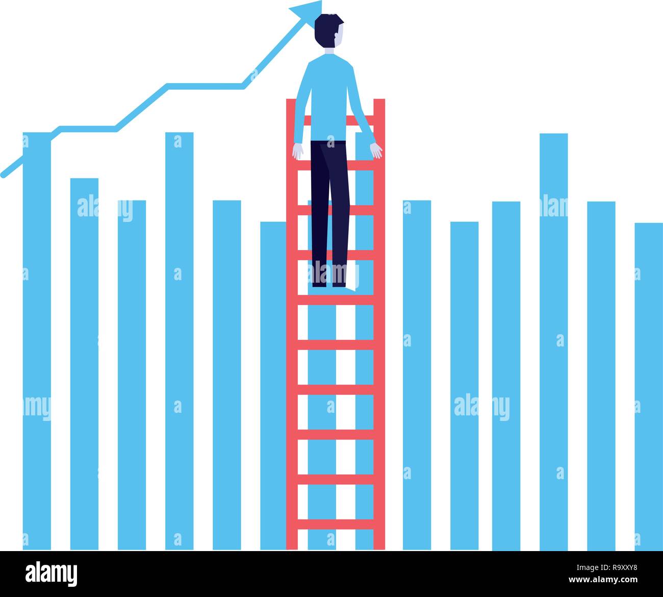 Business men climbing up graph hi-res stock photography and images - Alamy
