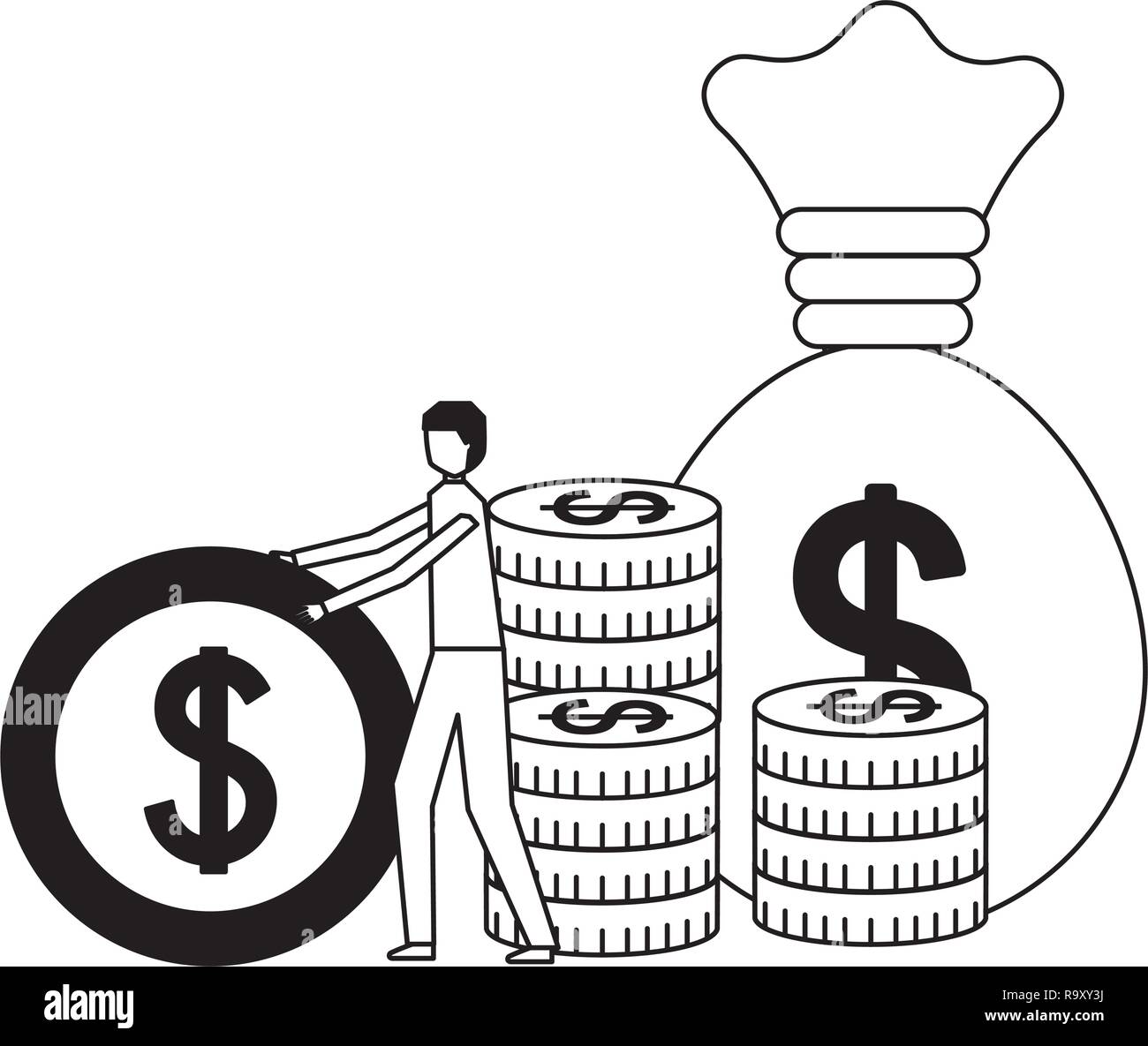 businessman with coin money bag Stock Vector Image & Art - Alamy