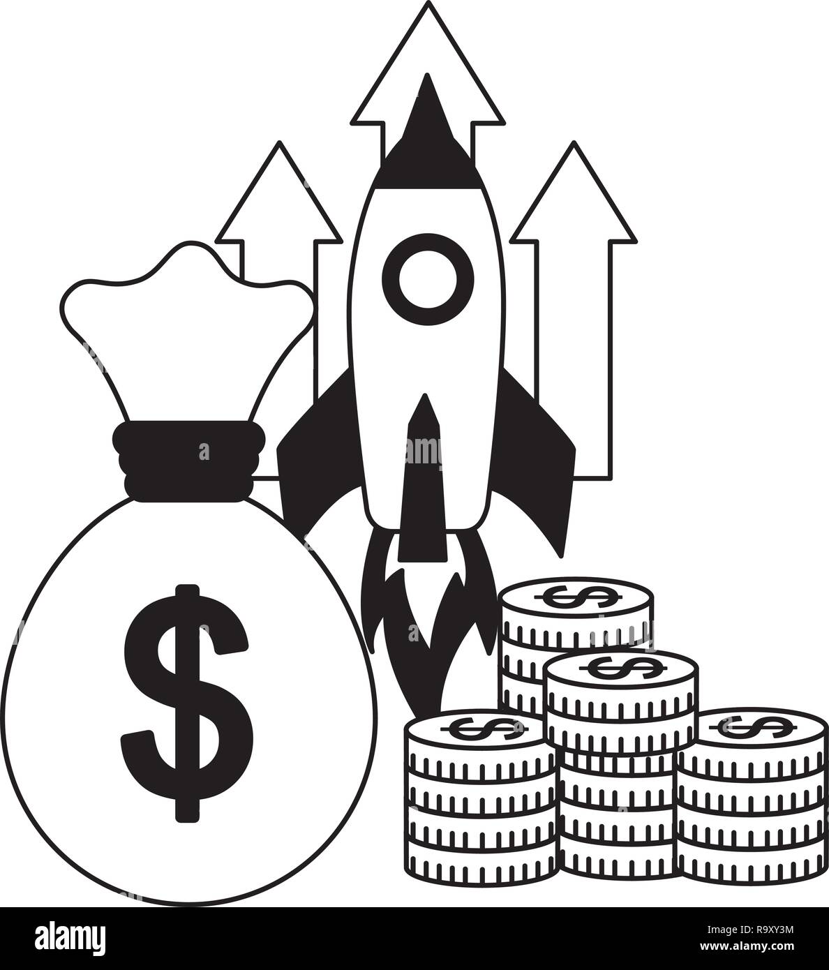 business rocket money bag coins Stock Vector Image & Art - Alamy