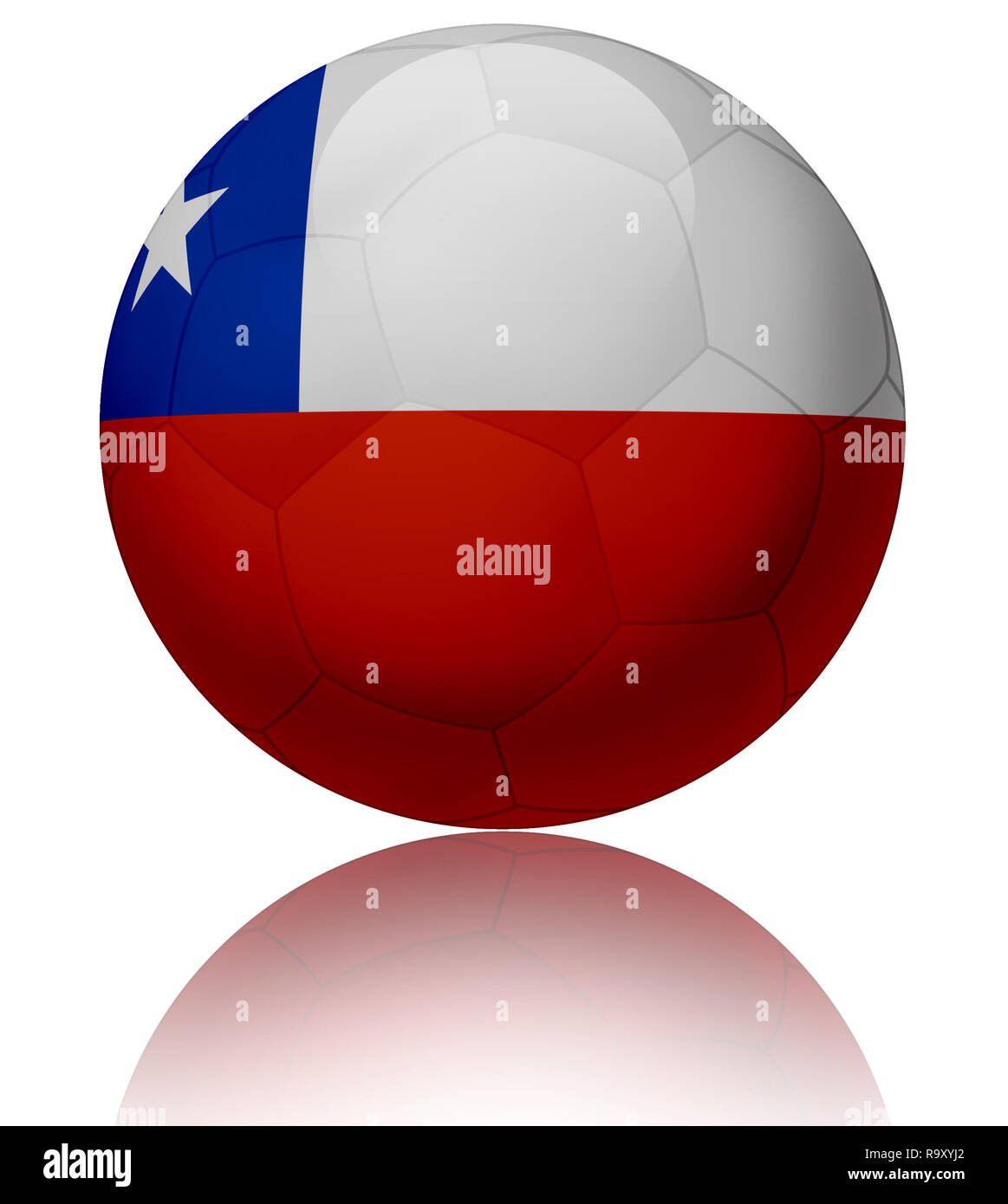 Texture of Chile flag on glossy soccer ball Stock Photo