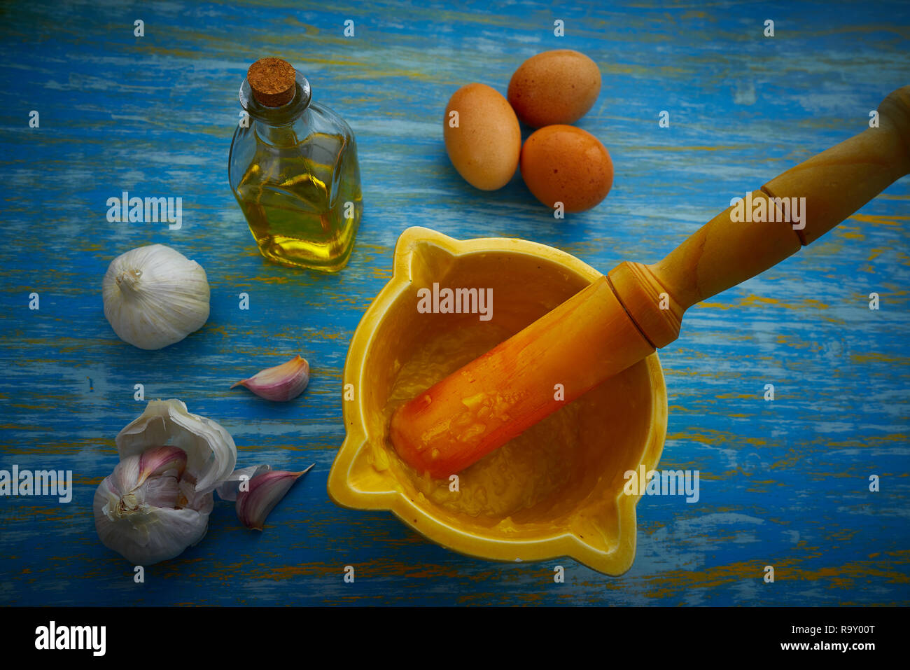 ajoaceite garlic and oil mediterramenan sauce with egg yolk Stock Photo