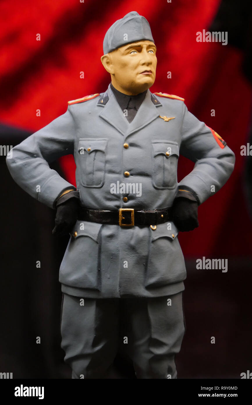 Painted lead figurine of Italian dictator Benito Mussolini, Madrid, Spain Stock Photo