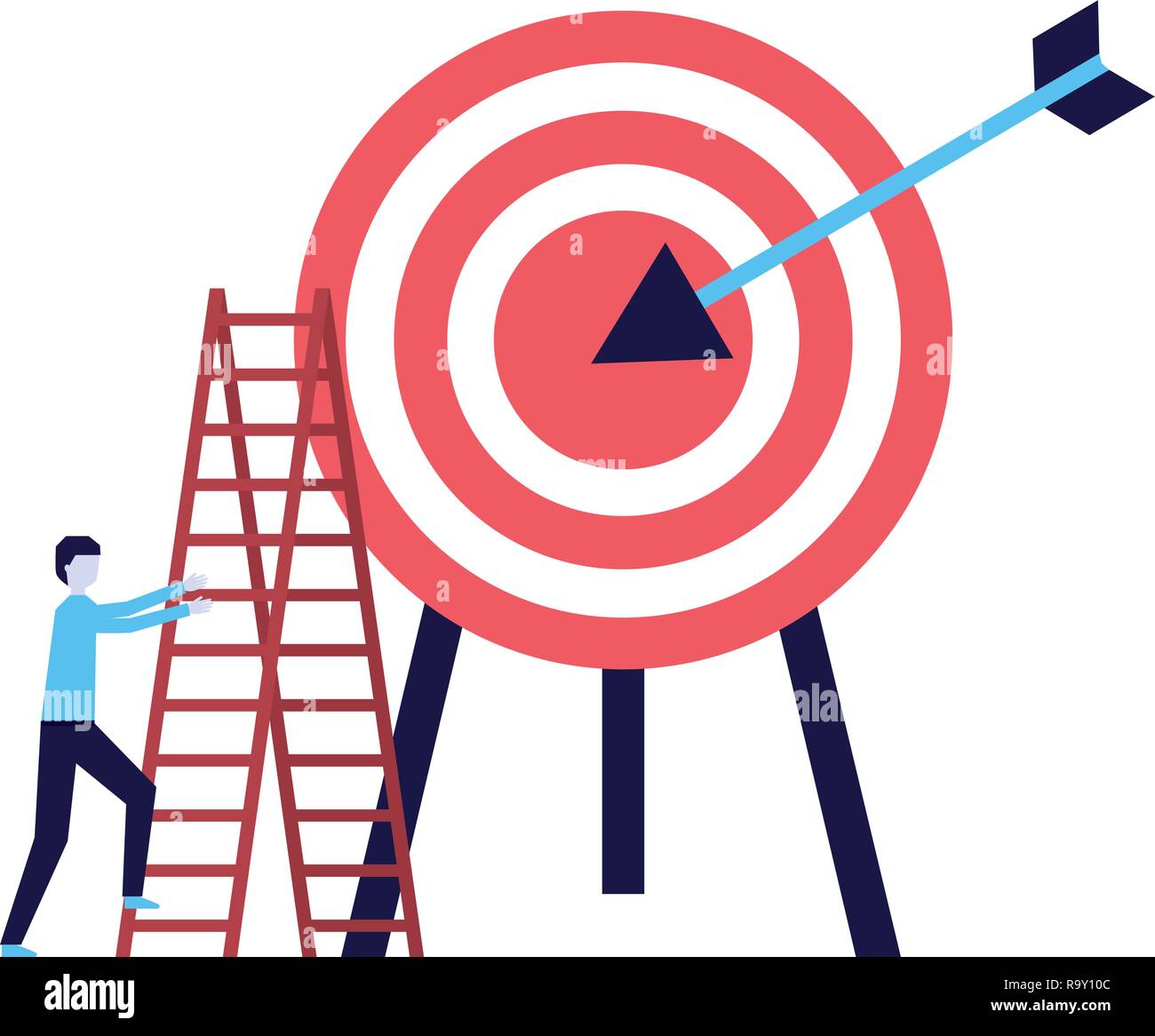 businessman climb stairs target arrow Stock Vector Image & Art - Alamy