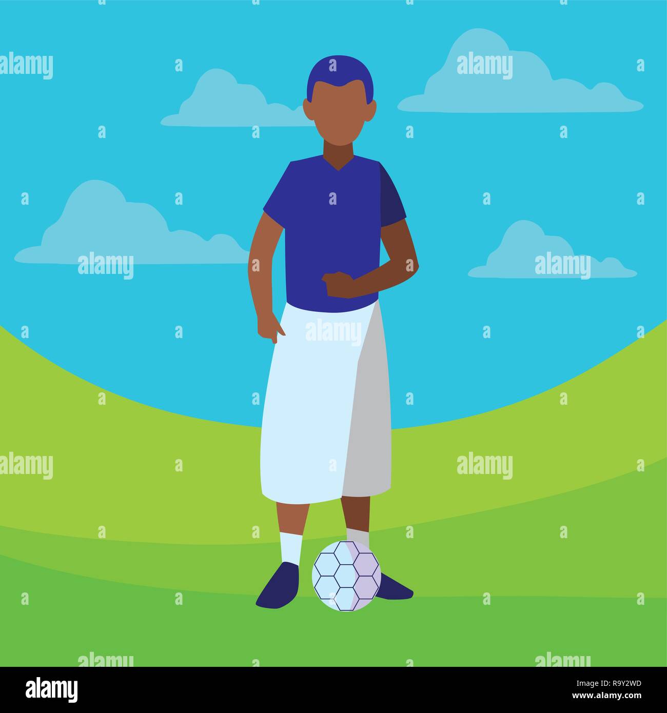 Avatar man icon over landscape background, vector illustration Stock ...