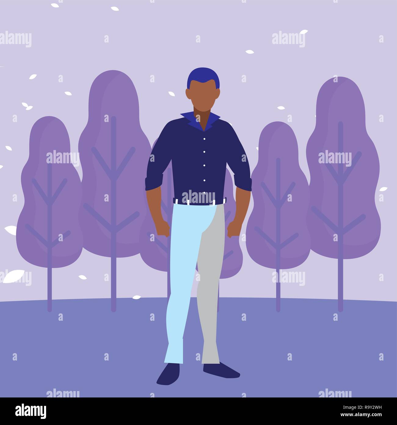Avatar man icon over landscape background, vector illustration Stock ...