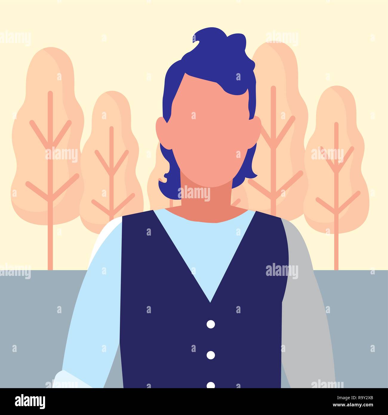 Avatar man icon over landscape background, vector illustration Stock ...